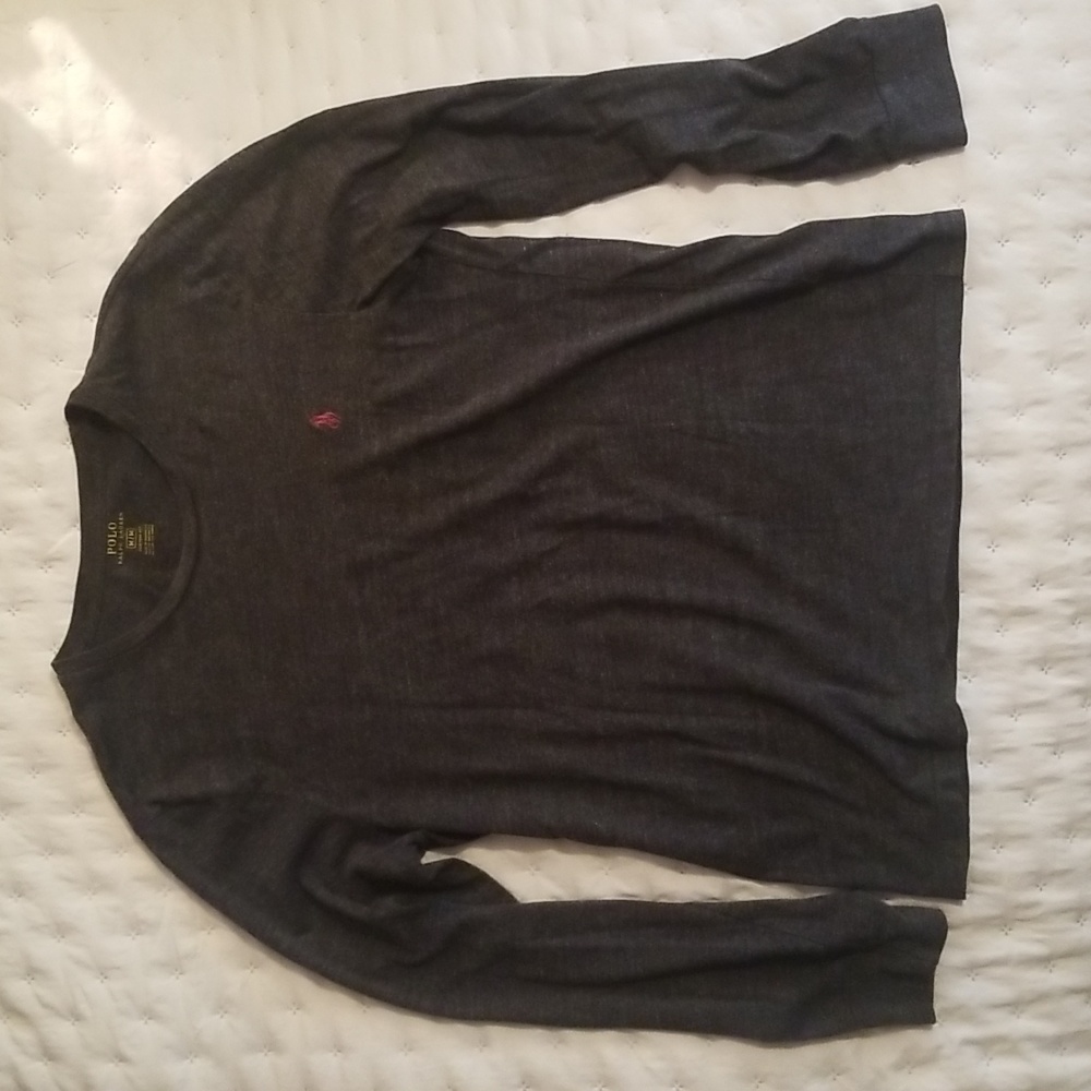 Polo Ralph Lauren Shirt Men's Medium Gray Long Sleeve T-Shirt Custom Fit